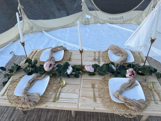 Picnic table inside the gazebo!