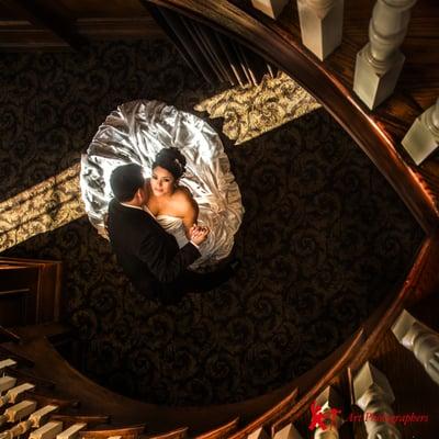 The view from above as I capture a Vampire Kiss at a Wedding at Bridgeview Yacht Club.