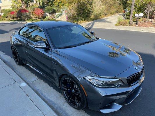 BMW M2 in Mineral Grey Metallic.