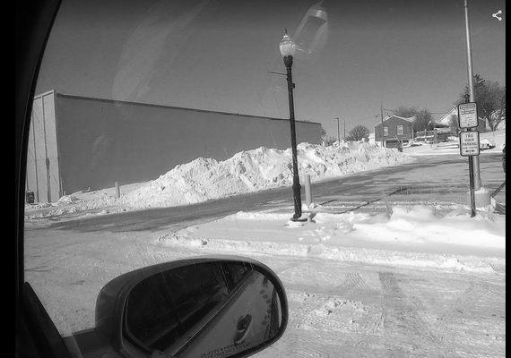 west edge of Denison hyvee parking lot. tons of snow for almost 20 days