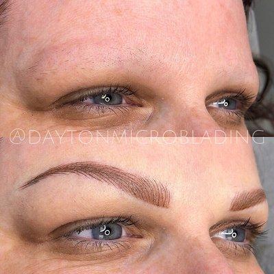 Breast cancer survivor who lost brow hair during treatment. Microblading + shading.