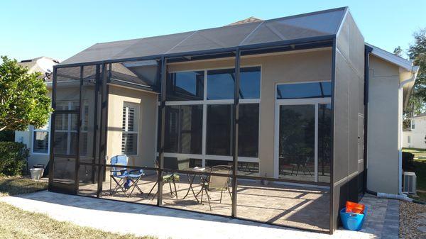 Screen enclosure and glass windows to enclose the lanai.