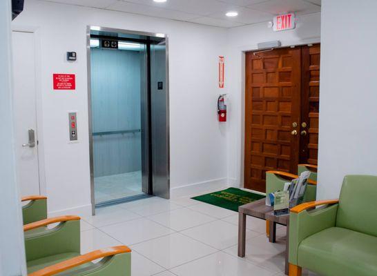 Comfortable and Convenient Elevator in Columbus Clinical Services Lobby