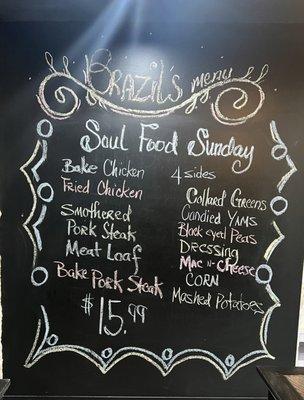 Sunday Menu