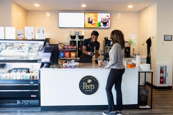 Proudly Pouring Peet's counter