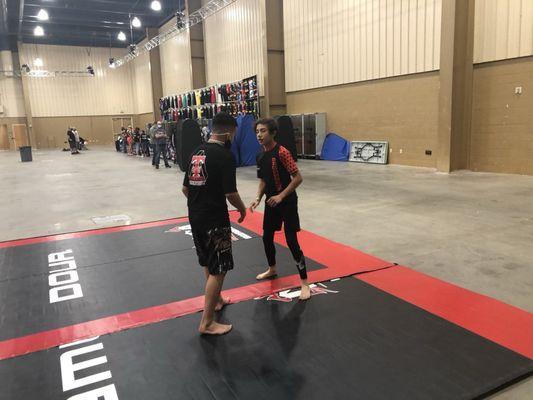 Training/warm up with a friend he made @ NAGA FL