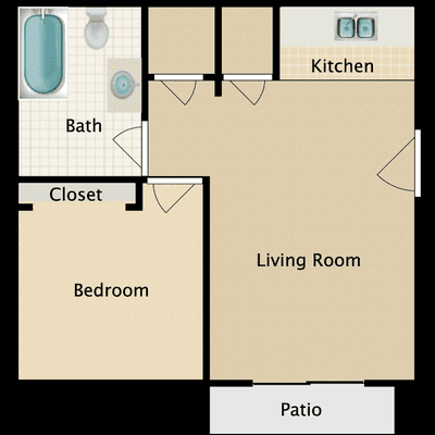 Jackson One Bedroom One Bathroom 547 Sq. Ft.