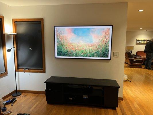 Professional Installation of Samsung - 65" Class The Frame QLED 4k Smart Tizen TV in Los Angeles. You Relax, We Install!