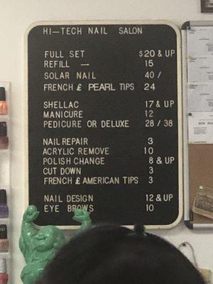 Pricing list