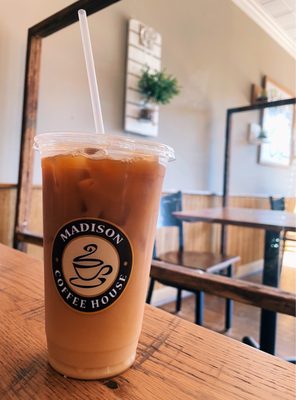 Large salted caramel cold brew with oat milk