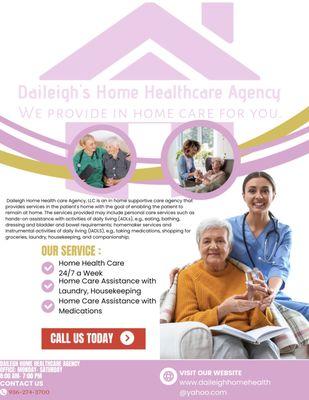 Company flyer we offer caregiver services