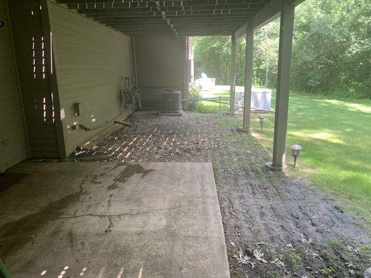 Old patio with cracked cement