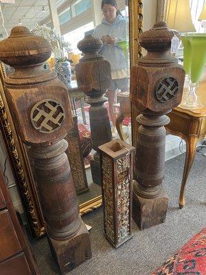 Bed posts with swastikas