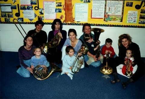 kids playing music in class