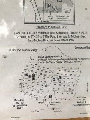 Map Cliffside Park campground