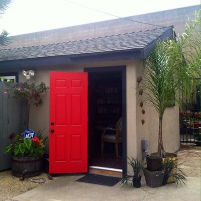 Relaxation awaits behind the red door