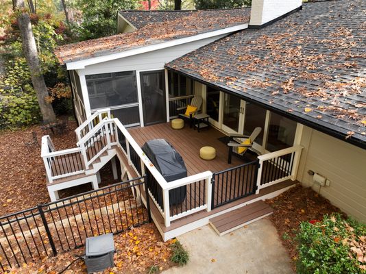 Exterior screened porch with TimberTech composite decking