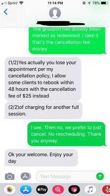 Conversation with therapist for cancellation (pt 2)