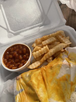 BBQ Baked beans & fries