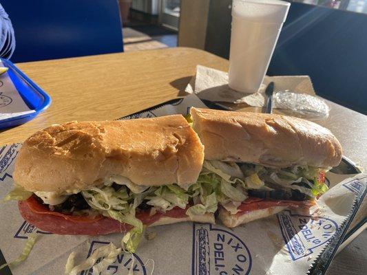 Italian sub stuffed with different meats