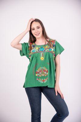 Tehuacan full embroidery blouse, available in many colors in sizes S up to 5XL