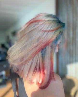 Blonde with Rainbow Peak-A-Boo by Jordan