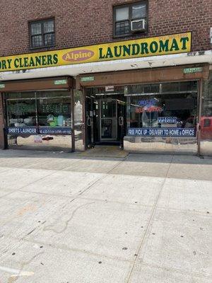 Store front Alpine Dry Cleaners and Laundromat.