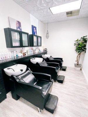 Shampoo bowls at Lux the salon