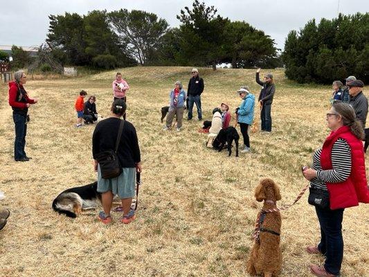 Off-leash recall workshop at Point Isabel for PIDO.org