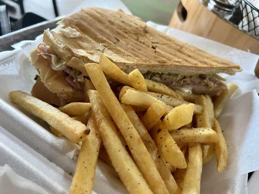 Cuban sandwich and fries