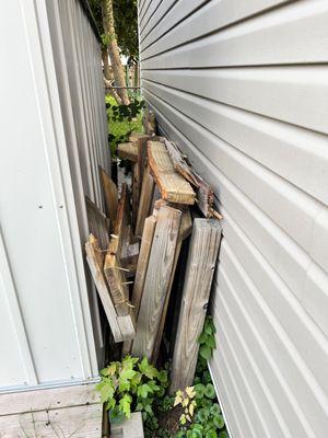 Discarded wooden porch