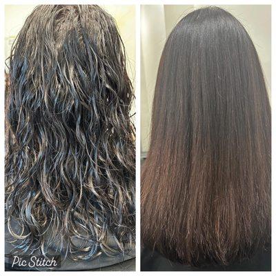 Before & after 
Deep conditioning treatment and luxury blow dry