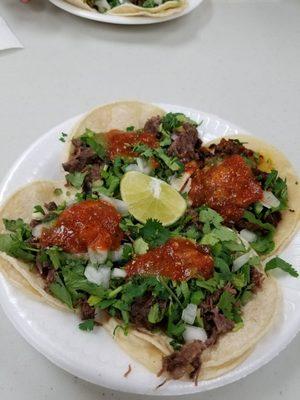 Delicious tacos! Cabeza and al pastor!