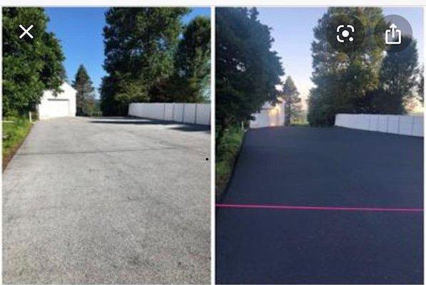 Before & after a asphalt resurfacing job.