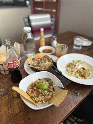 These were three appetizers, the Elote, Chorizo queso fundido, and the green chili tamale. We also had the carne which was so good!