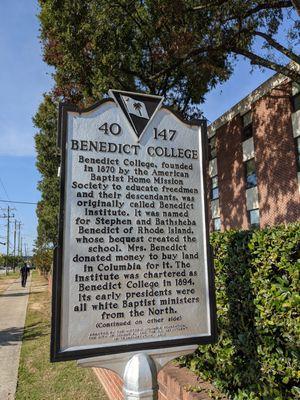 Benedict College Historical Marker, Columbia SC