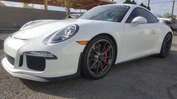 Porsche Gt3  in for audio upgrade and aluminum skid plate also a complete custom radar &jamming system installation.