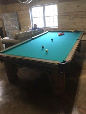 Our 5x 10 Peter Vatalie Snooker table we sold and installed in Blue Ridge with new Simonis 860 cloth.