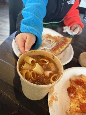 Baby fingers stealing the lasagna soup before it's even cooled off!