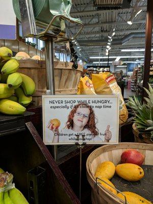 Kids get a free fruit while you shop!