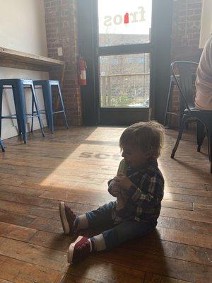 Gray enjoying an avacado pop at Frios. Good stuff!