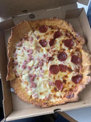 Half pineapple ham half pepperoni