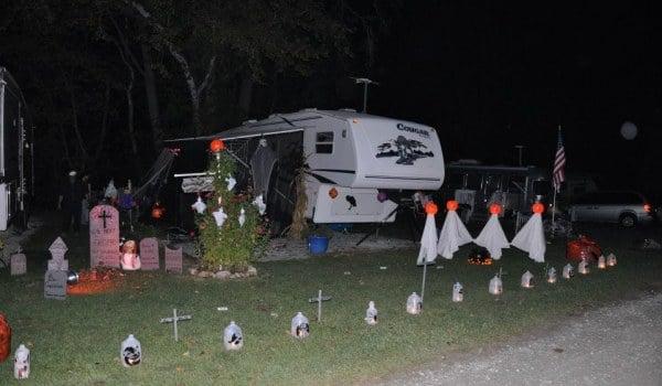 Halloween is AWESOME!! The campers are all decorated and kids walk thru for trick or treat. Then they have a haunted house and hay rides.