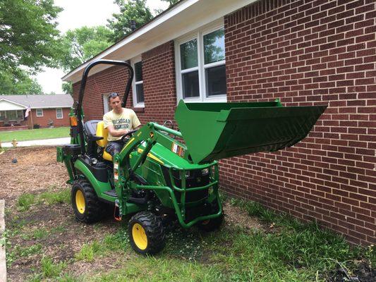 I can do dirt work and regrading. My tractor is small enough to fit into most residential back yards.