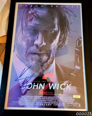 Framed Autographed Keanu Reeves John Wick 2 Movie Poster.