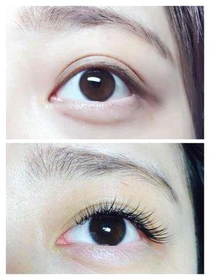 Eyelash extension  before and after