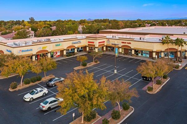 aerial view of Silverstone Plaza in Giblert, AZ