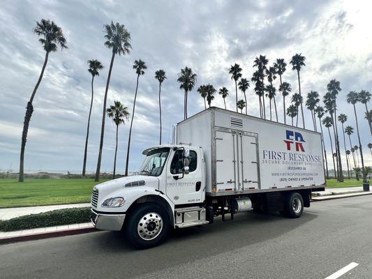 Our new 2023 Freightliner truck. This vehicle is able to shred 7,000 pounds an hour.