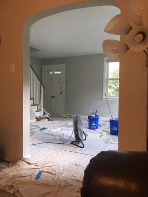 Pacthing and painting ceilings,walls and trim applying quality paint .