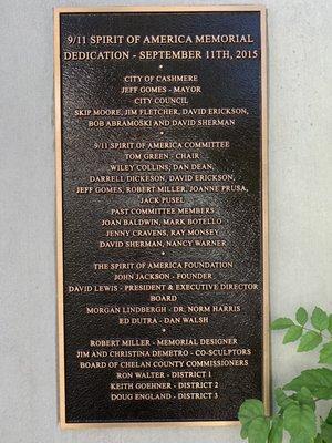 Dedication plaque for the memorial, dedicated in 2015 - 14 years after the event.